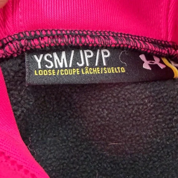 Under Armour Pink and Black Hoodie YSM 7-8 - Picture 2 of 5